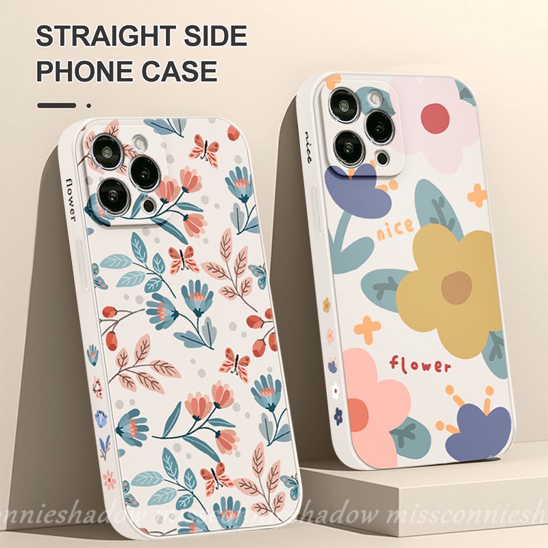 Casing Redmi 12C A1 9 10 9A 9T 9C NFC Note12 10s 11 11s 9 8 10 Pro Plus Mi 10 11 12 Lite 10T Poco M3 X3 Pro M4 F4 M5 M3 Pro F3 Motif Samping Fresh Flowers Daun Soft Floral Bunga