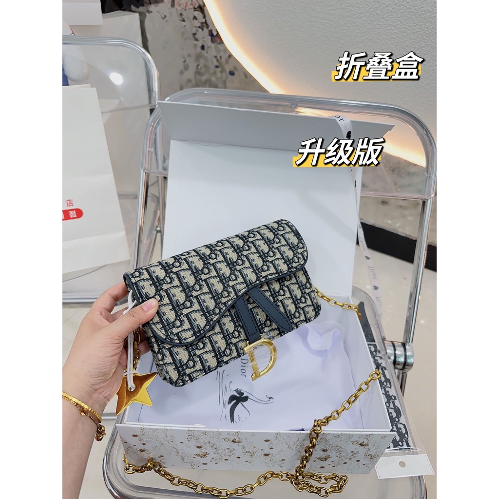 Original 2023 new DIOR New Woc Chain Bag Saddle Women's Crossbody Bag Single Shoulder Bag  (with Box