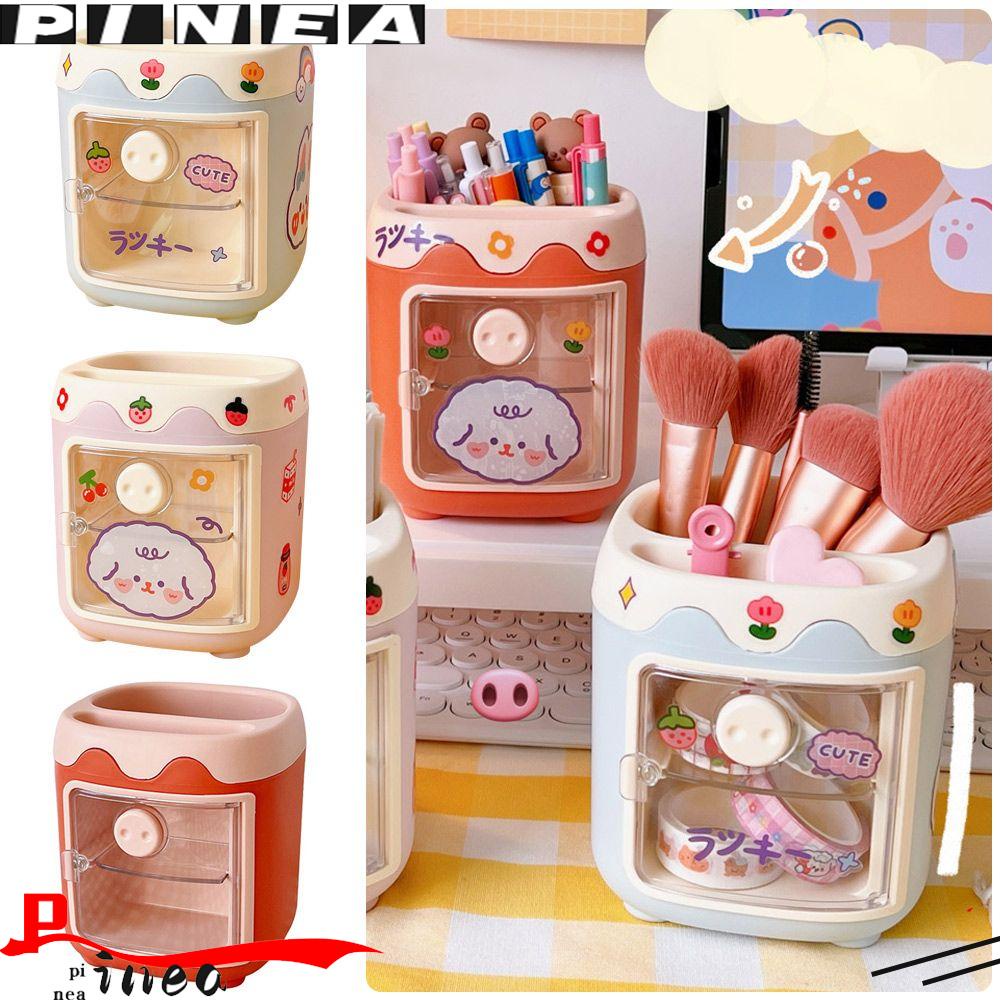 Tempat Penyimpanan Kosmetik Nanas Kapasitas Tinggi Grid Ganda Make Up Brush Holder Pen Holder