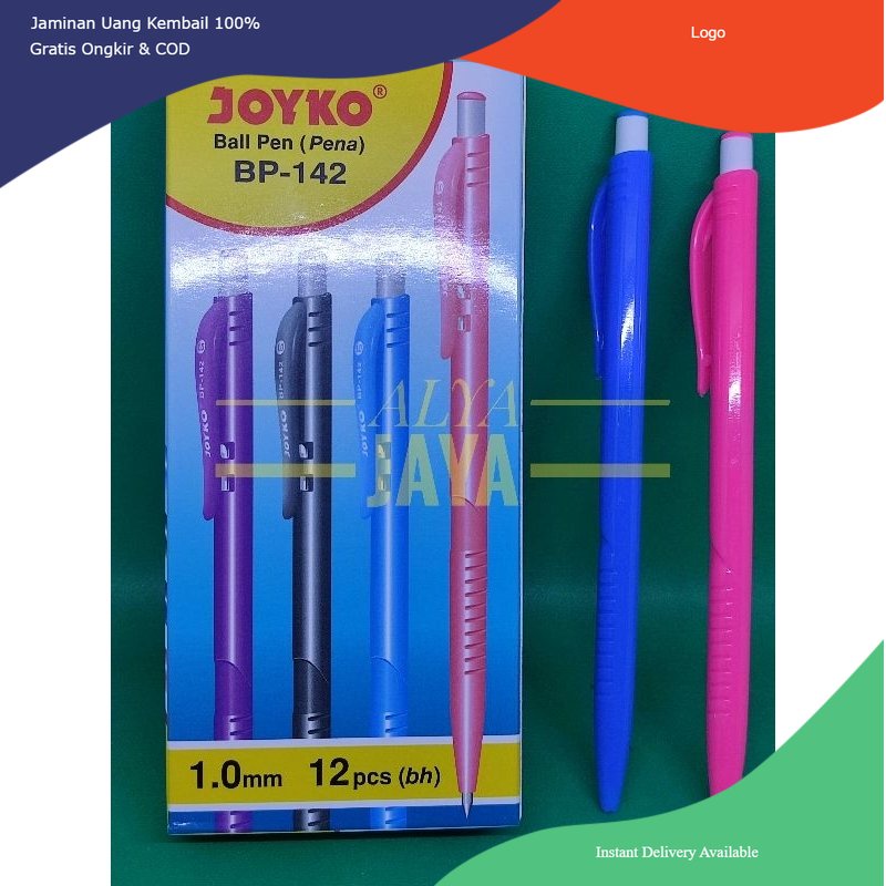 Pulpen Pena Ballpoin Joyko klik 1 pack Isi 12 Pcs