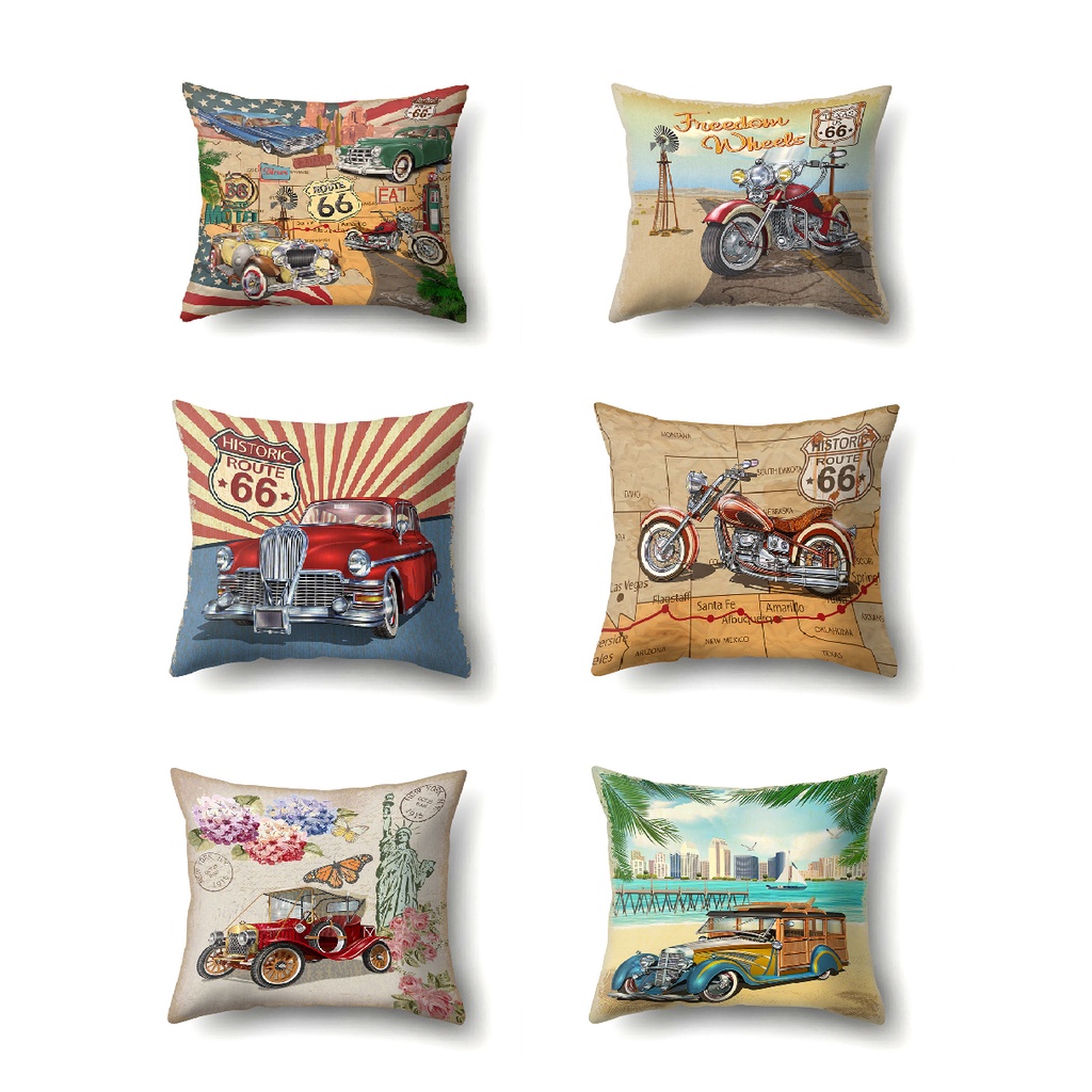 Sarung Bantal VEHICLE Sofa Print Motif LUCU 45 x 45cm Lucu Cute Animal Cushion Cover Kain Kursi