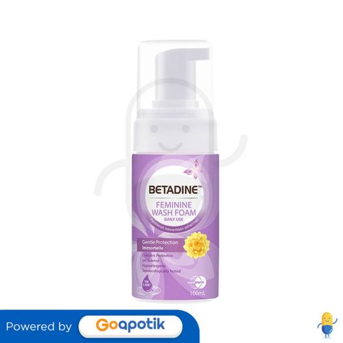 Betadine Feminine Wash Foam Gentle Protection Immortelle 100 Ml