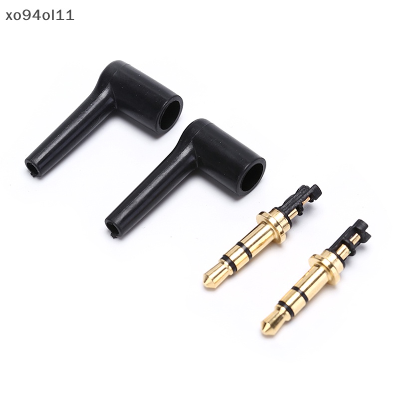 Xo 2pcs jack Colokan headset stereo 3.5mm Berlapis 90derajat Konektor Adaptor Audio OL