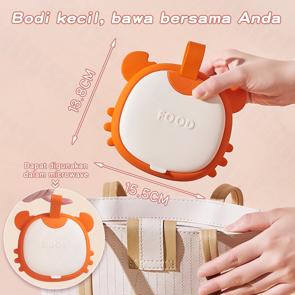 Halo Baby Lunch Box Set Kotak/Kotak Makan Anak Silikon free sendok garpu gunting/Kotak Bekal Anak / Tempat Makan Anak Lucu