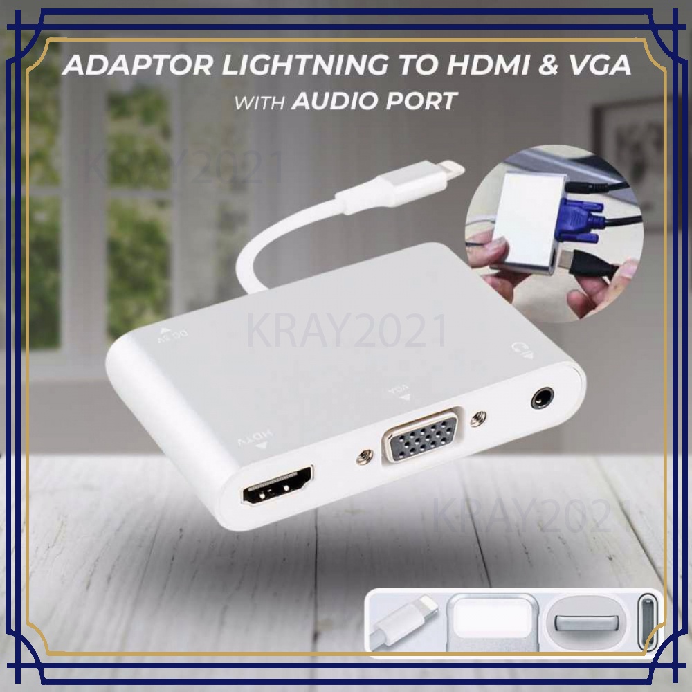 Adaptor Converter Lightning to HDMI VGA with Audio Port -CV747