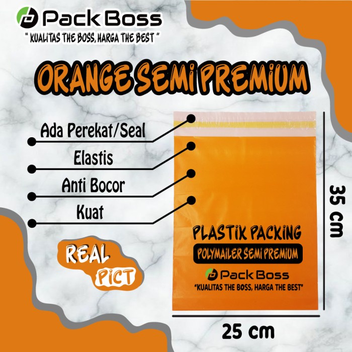 

POLYMAILER ORANGE SEMI 25X35 ±100 PCS PACKAGING ONLINE