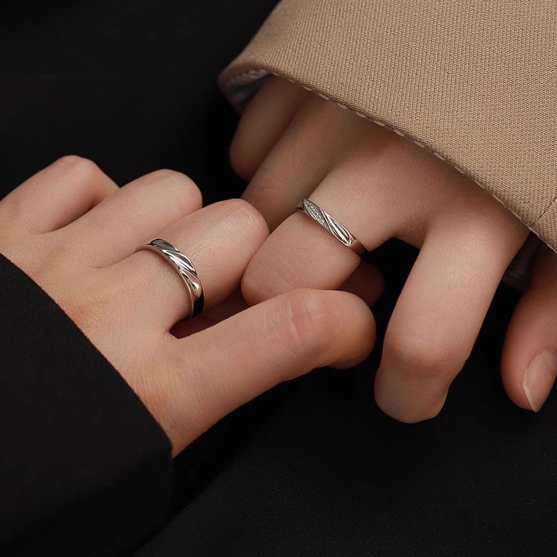 Roselife S925 Perak Bersinar Zirkon Cinta Tanpa Batas Möbius Cincin Pasangan Untuk Wanita Pria Romantis Memutar Kekasih Rings Perhiasan Hadiah Valentine