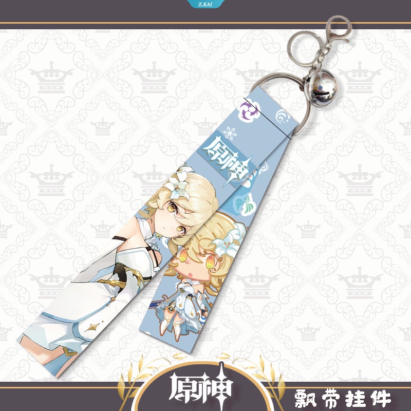 Genshin Impact Wander-Scaramouche Kamisato Ayaka Klee Nahida Ganyu Kartun Anime Lanyard Bell Key Aksesoris Gantungan Kunci Siswa [ZK]