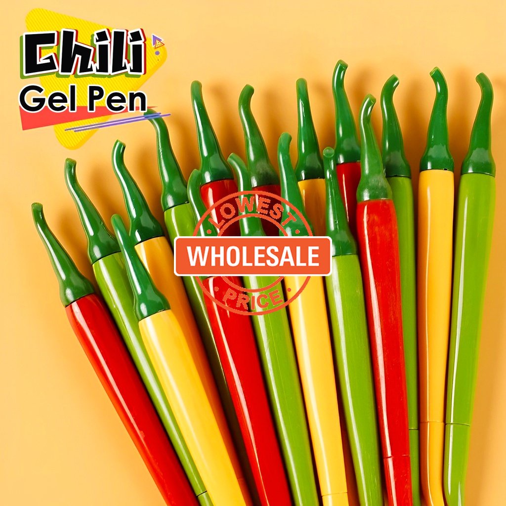 [Harga Grosir] 1Pc Random Novelty Chili Gel Pen/Pulpen Tulisan Halus Hitam 0.5mm/pulpen Bentuk Lada Kreatif/Alat Tulis Siswa Alat Tulis Lucu/Perlengkapan Kantor Sekolah