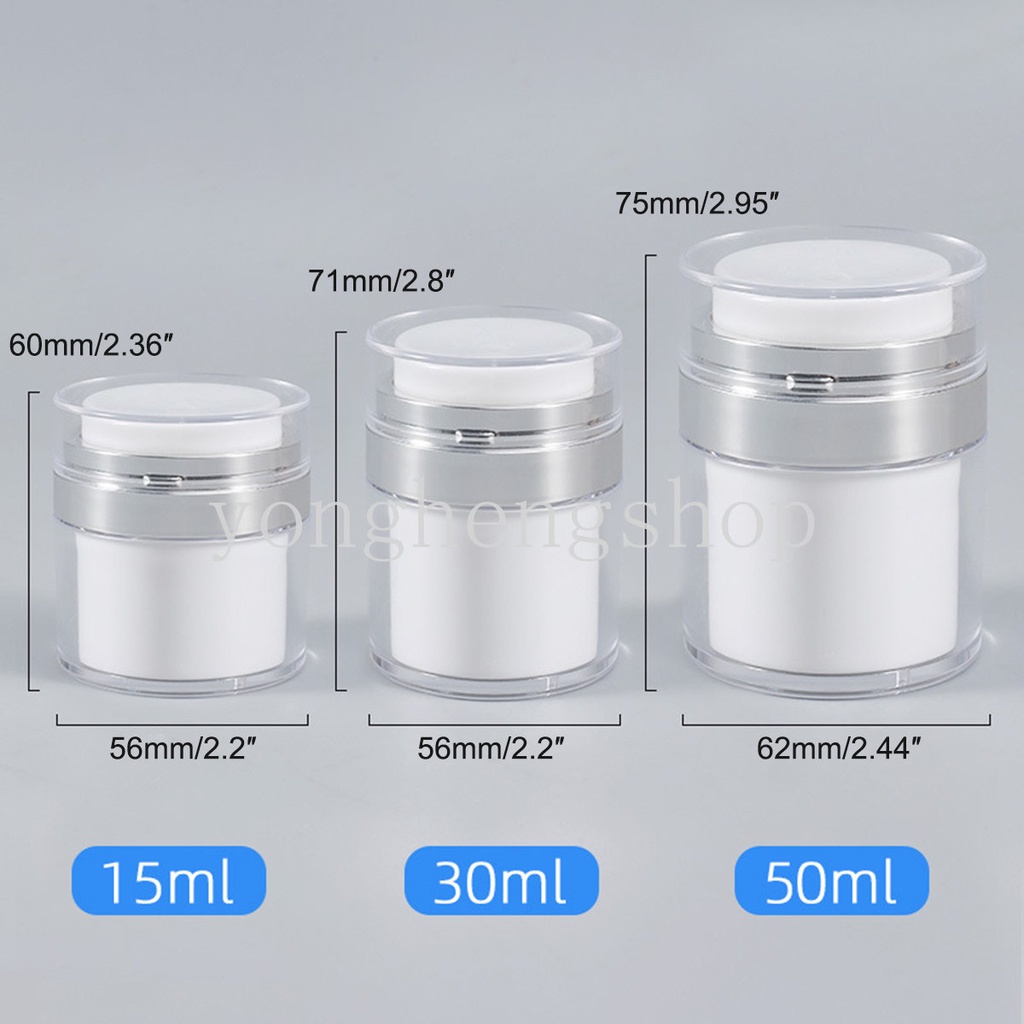 15 /30 /50ml Airless Pump Kosmetik Jar Travel Portable Lotion Dispenser Krim Wajah Kosong Isi Ulang Tekan Type Vacuum Bottle Cream Jar Vials Wadah Krim Tabir Surya