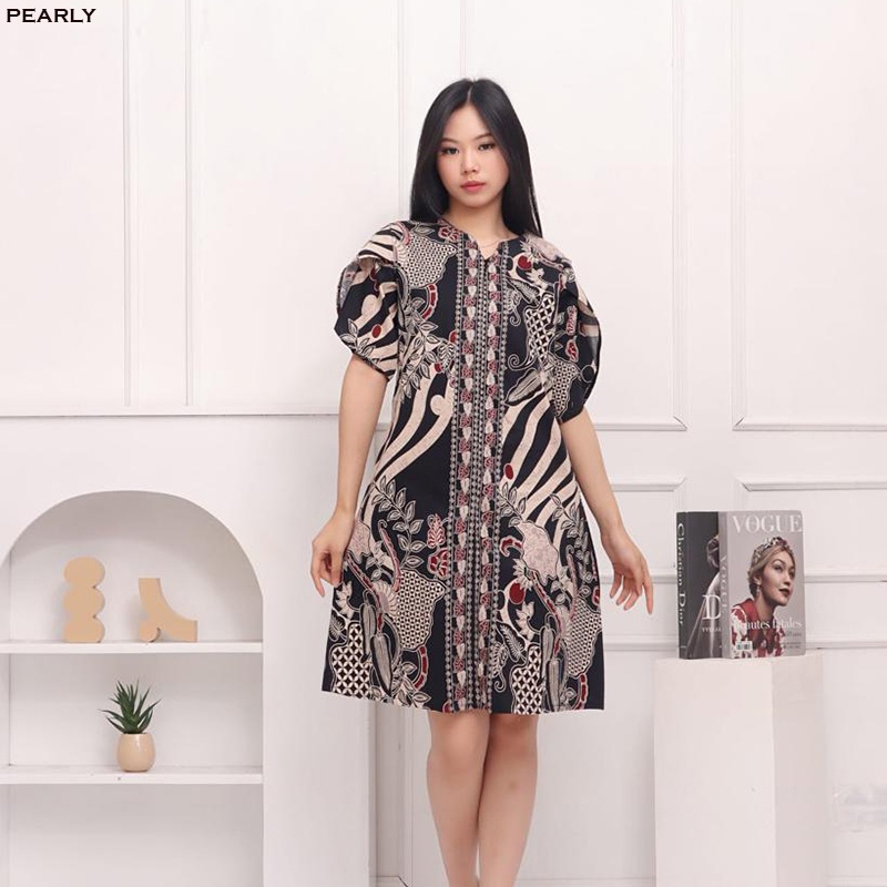 Evercloth Pearly Dress Batik Modern Wanita Gaun Terusan Jumbo