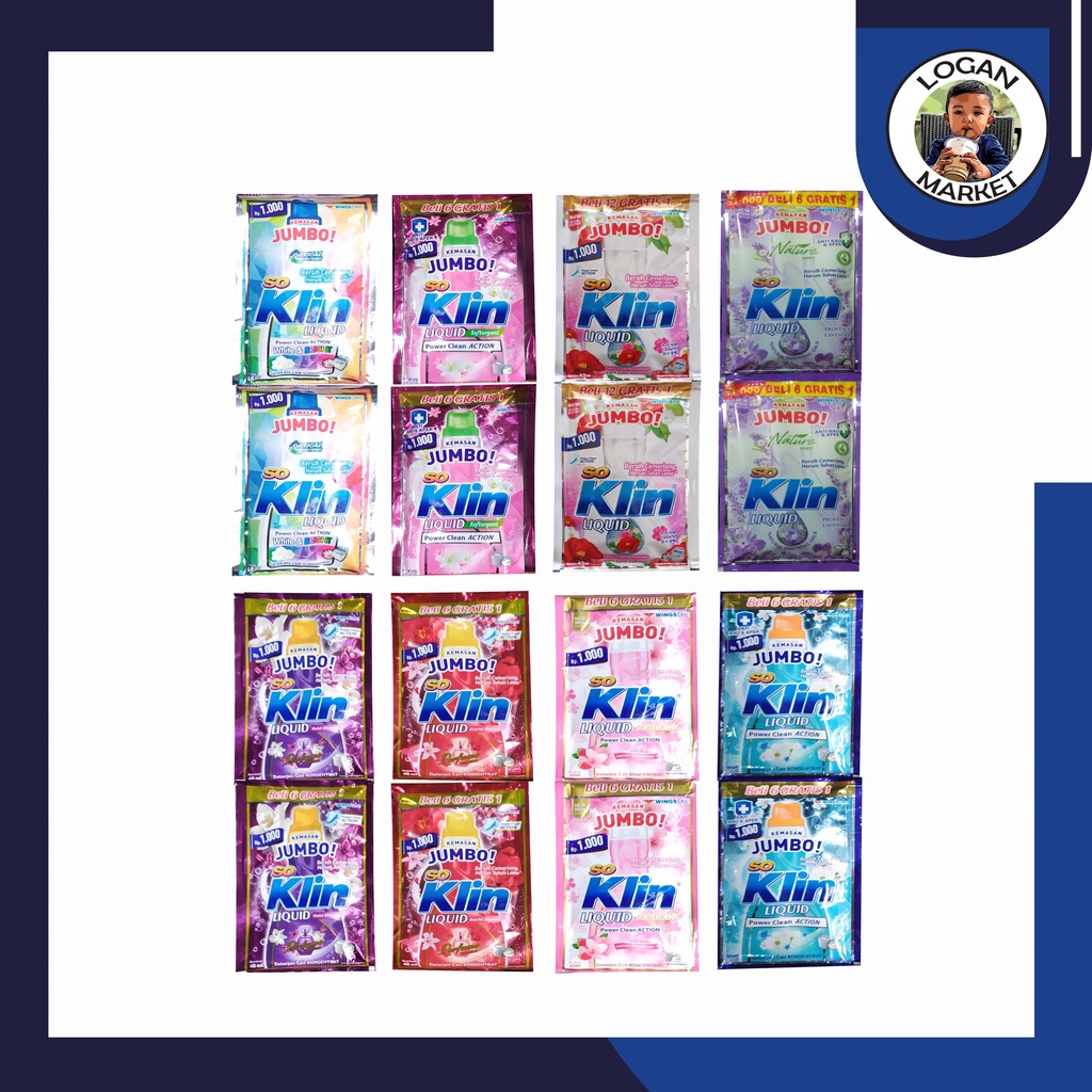 So Klin SoKlin Liquid Liquide Detergent Cair Renceng Jumbo 12 Sachet Pcs