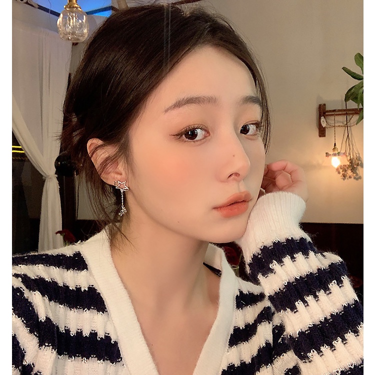 1pasang Anting Liontin Beruang Bintang Serbaguna Untuk Wanita Fashion Drop Earrings