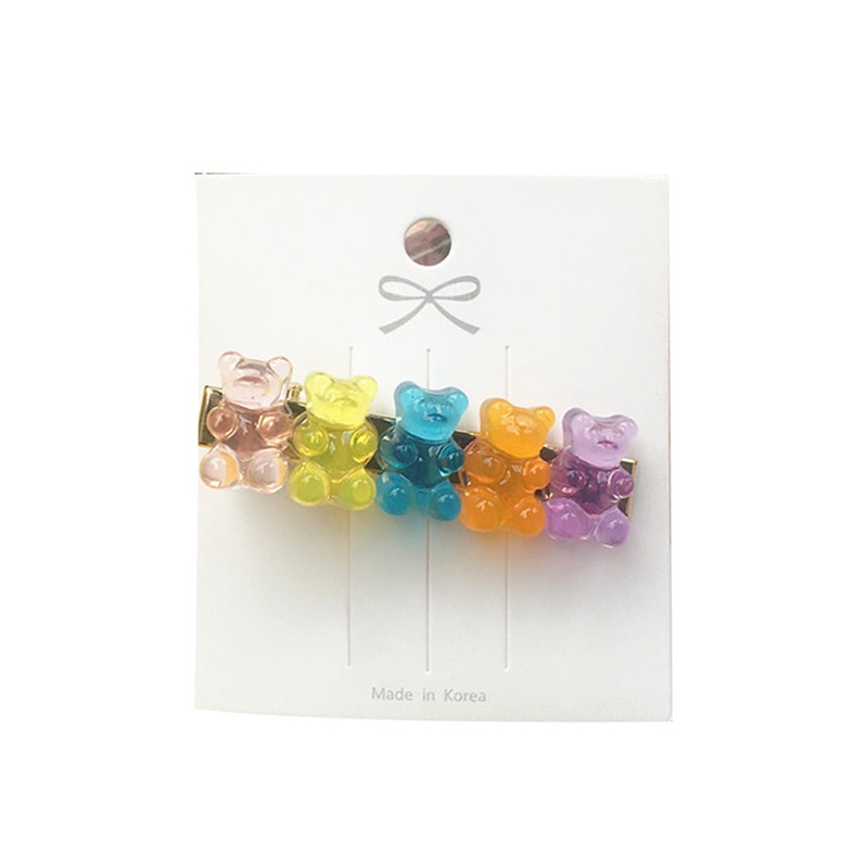 Cute Bear Candy Color Jepit Rambut Barrette Colorful Hair Clip Jelly Color Gummy Hiasan Kepala Gadis Wanita Jepit Rambut Duckbill Klip Hiasan Kepala