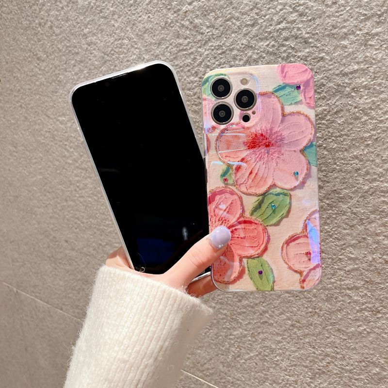 IPHONE Casing Ponsel Desain Bunga Biru Peach Blossom Single Kompatibel Dengan Iphone12 13 14 11 Pro Max X Xs Max Xr Ddcxd