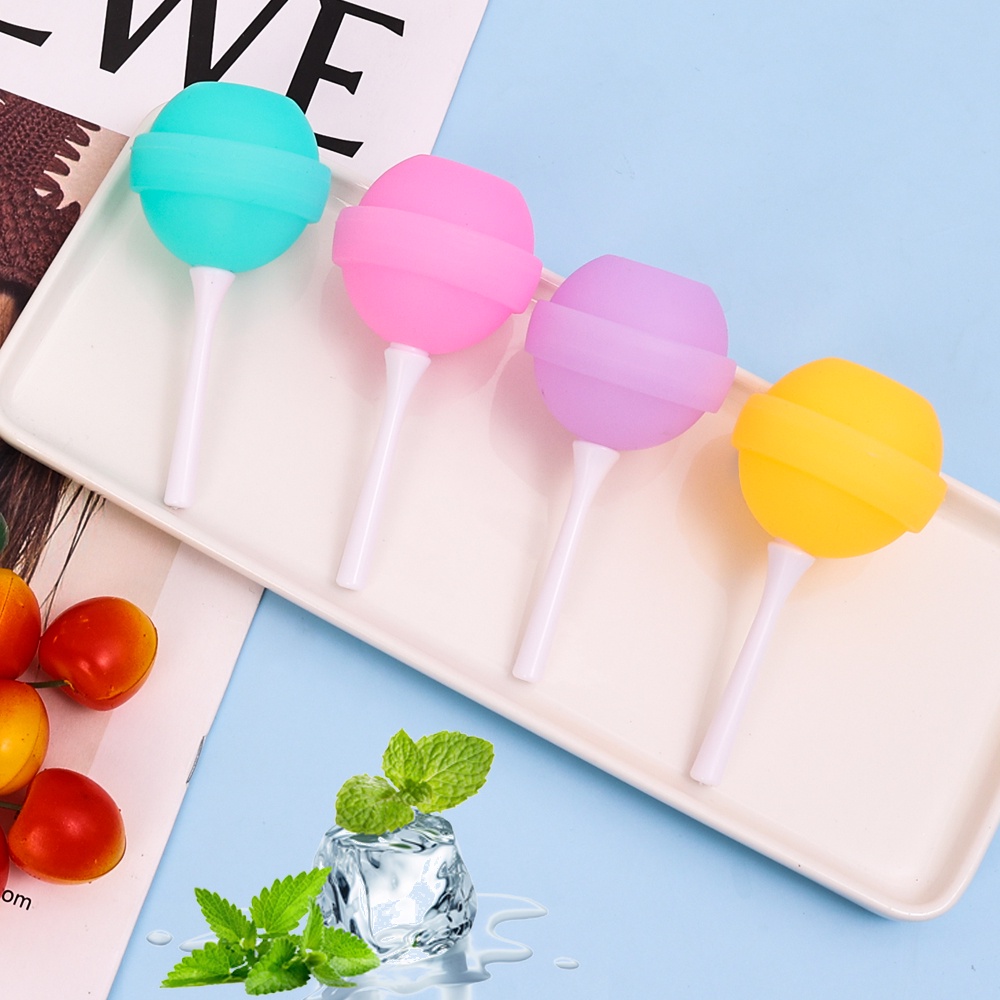 [Fitur] Mudah-demoulding Ice Ball DIY Cup/Cetakan Pembekuan Bola Jus Warna-Warni/Cetakan Es Hoki Lolipop Enak/Popsicle Sphere Silicone Box Dengan Stick