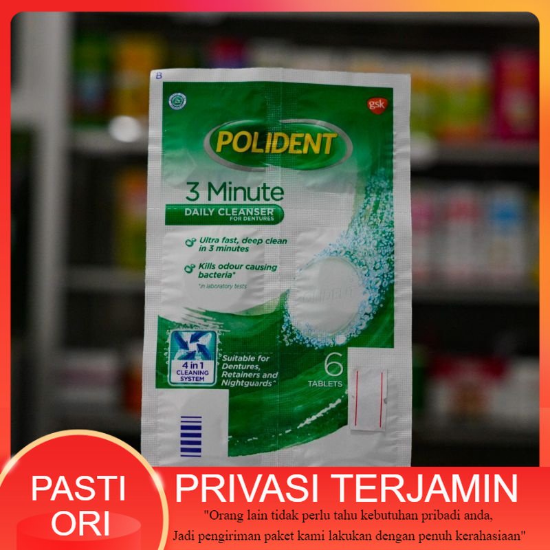 Polident Pembersih Gigi Palsu 6 tablet / Polident Daily Cleanser 3 Minute 6 tablet