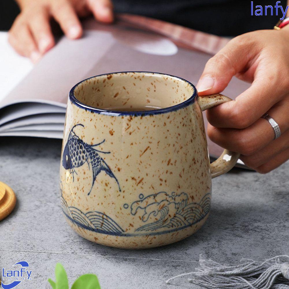 Lanfy Cangkir Kopi Teh Siang Handmade Untuk Kantor Dan Rumah Kreatif Nordic Rumah Tangga Pribadi Kapasitas Besar Cangkir Air