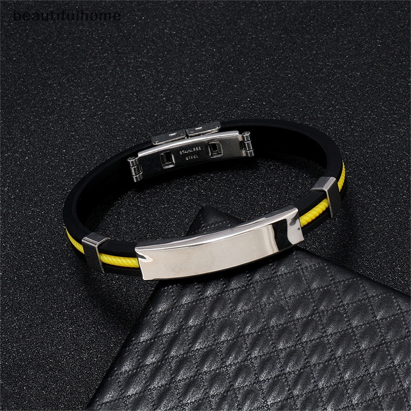 {beautifulhome} Gelang Silikon Unisex Gelang Persahabatan Untuk Wanita Pria Detox slimming Titanium Steel Bracelet.