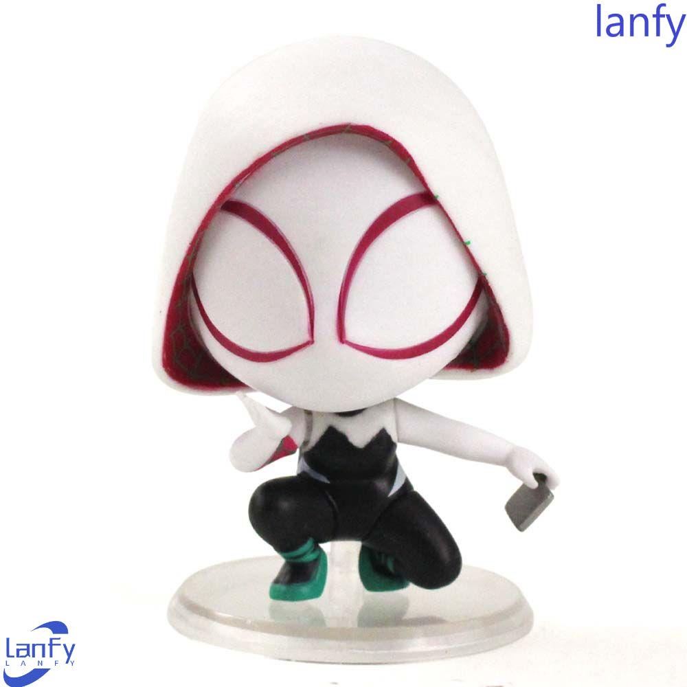 Lanfy Avengers Spider Man Marvel Kartun Anak Hadiah Super Hero Anime Peripheral Model Mainan Kepala Bergerak Marvel Model Koleksi