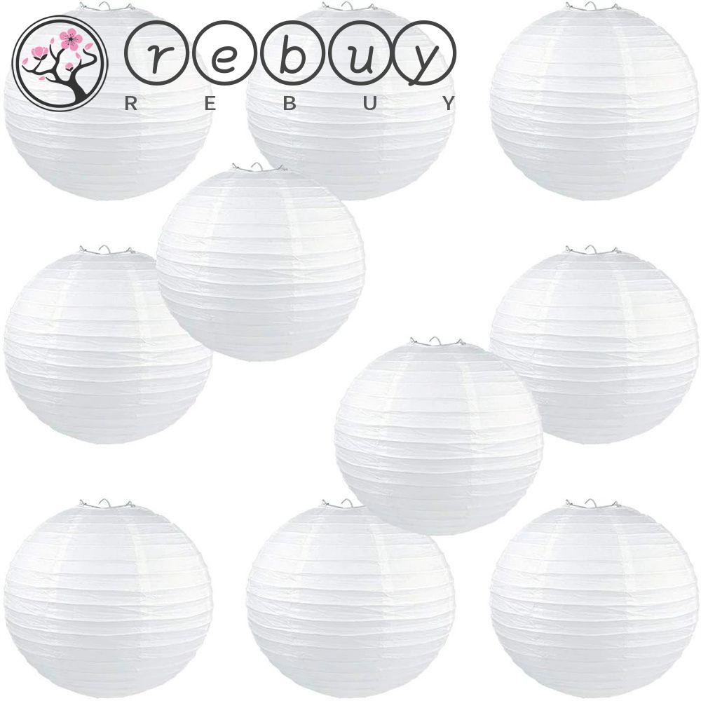 Rebuy Paper Lantern Perlengkapan Liburan Ulang Tahun DIY Lampu Bulat10 /15 /20 /25 /30 /35 /40cm Dekorasi Gantung Lampion Putih