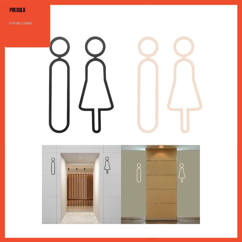 [Predolo] 2x Tanda Toilet Dinding Pintu Signage Dekorasi Modern Tanda Pintu Toilet Akrilik