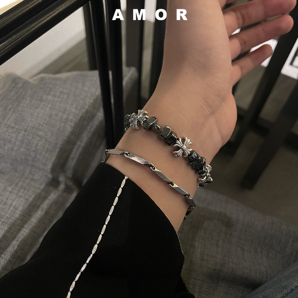 Gelang Rantai Manik-Manik Penyambungan Chrome Hearts cross Y2K, Gelang Rasa Canggih Untuk Pria Dan Wanita