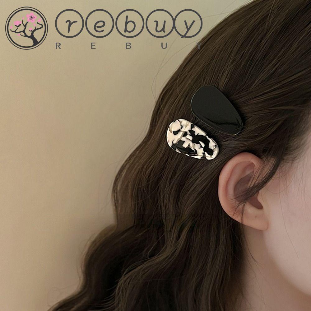 Rebuy Drop-shaped Hair Clip 2pcs Simple Untuk Gadis Klip Sisi Asam Asetat Duckbill Klip Hadiah Jepit Rambut