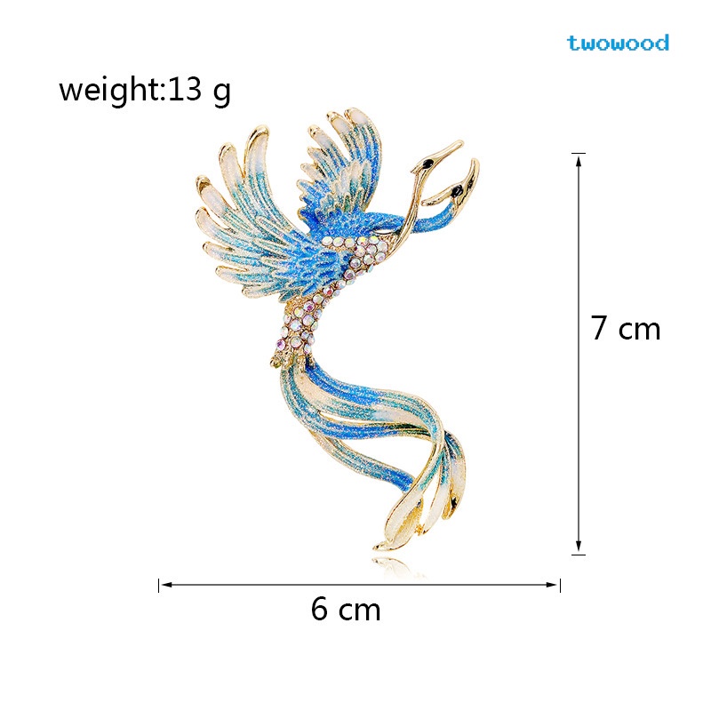 Twowood Retro enamel phoenix Bros Kepribadian Indah Cahaya Korsase Mewah Bros cheongsam Mantel Bros
