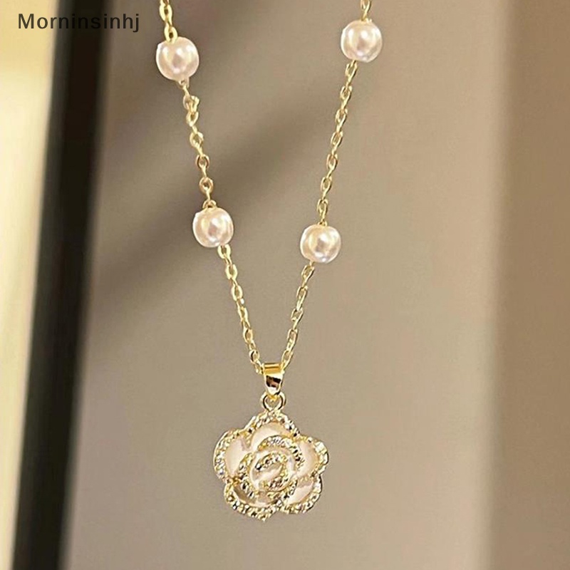 Mornin Kalung Liontin Bunga Camelia Enamel Fashion Untuk Perhiasan Wanita Aksesoris Pesta id