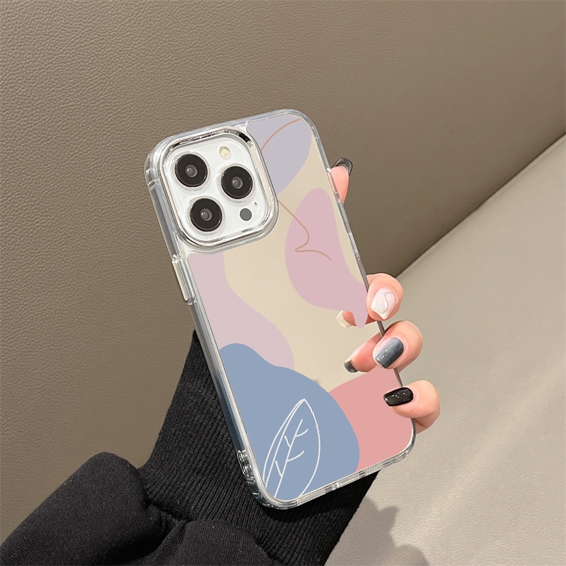 IPHONE Cairan Graffiti Mirror Phone Case Kompatibel Untuk Iphone11 12 13 14 12Pro 13Pro 14Pro Pro Max XR X XS Max Electroplating Tombol Perlindungan Mirror Cover