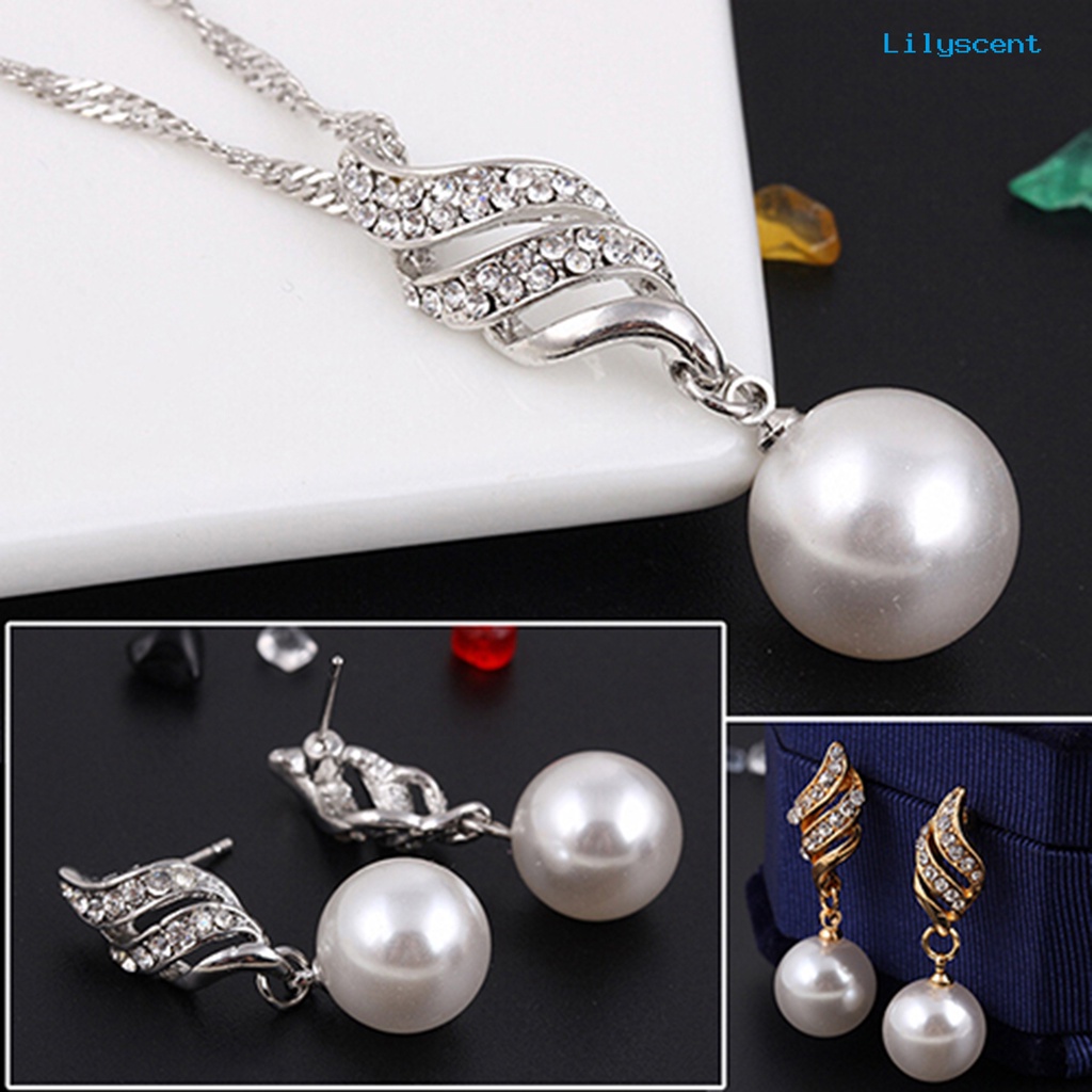 [LS]Earrings Set Anting Mutiara Imitasi Bahan Alloy Tahan Lama Kualitas Tinggi Elegan Warna Untuk Travel