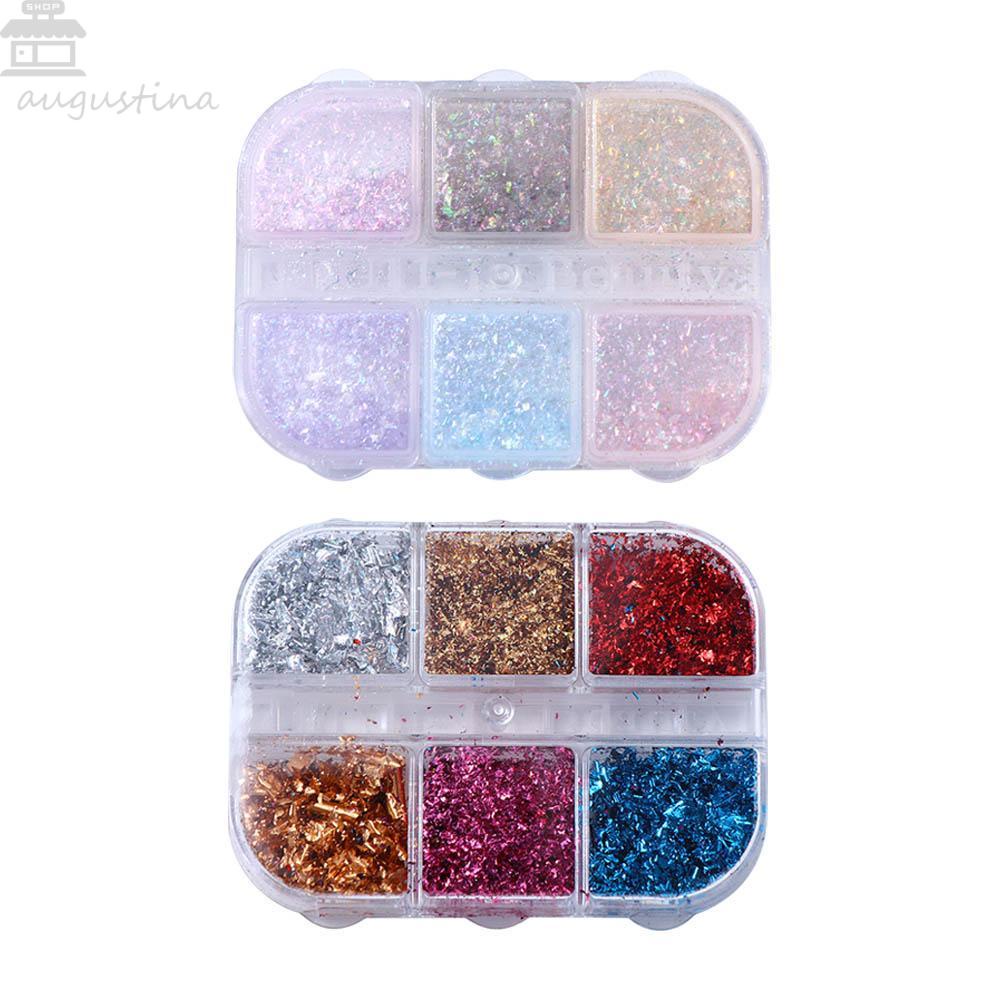 Agustina Aurora Kuku Serpihan Wanita Bergaya Nail Art Dekorasi 3D Kuku Glitter Manicure Aksesoris DIY Nail Art Foil Glitter Kuku Payet