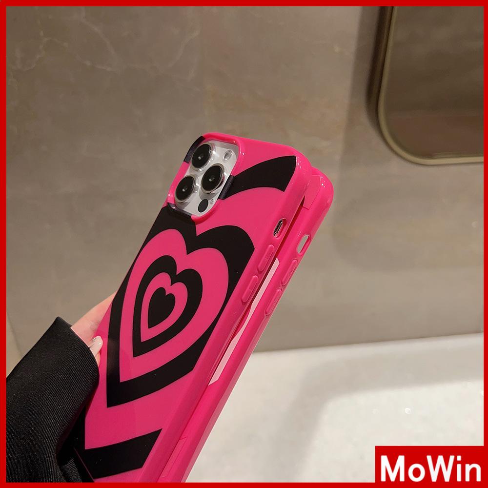 Case iPhone 14 Pro max iPhone Case Hitam Glossy TPU Lembut Shockproof Perlindungan Kamera Merah Muda Hitam Sederhana Hati Kompatibel dengan iPhone 13 Pro max 12 Pro Max 11 xr xs max 7Plus 8Plus