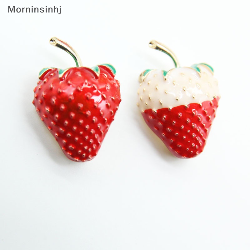 Mornin Fashion Enamel Merah Strawberry Wanita Pin Bros Kerah Lapel Lencana Perhiasan Hadiah id