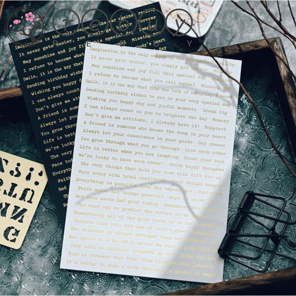 REBUY Stiker Ungkapan Sentimen Retro Vintage Scrapbooking Aesthetic Akun Tangan Kata Sastra Stiker