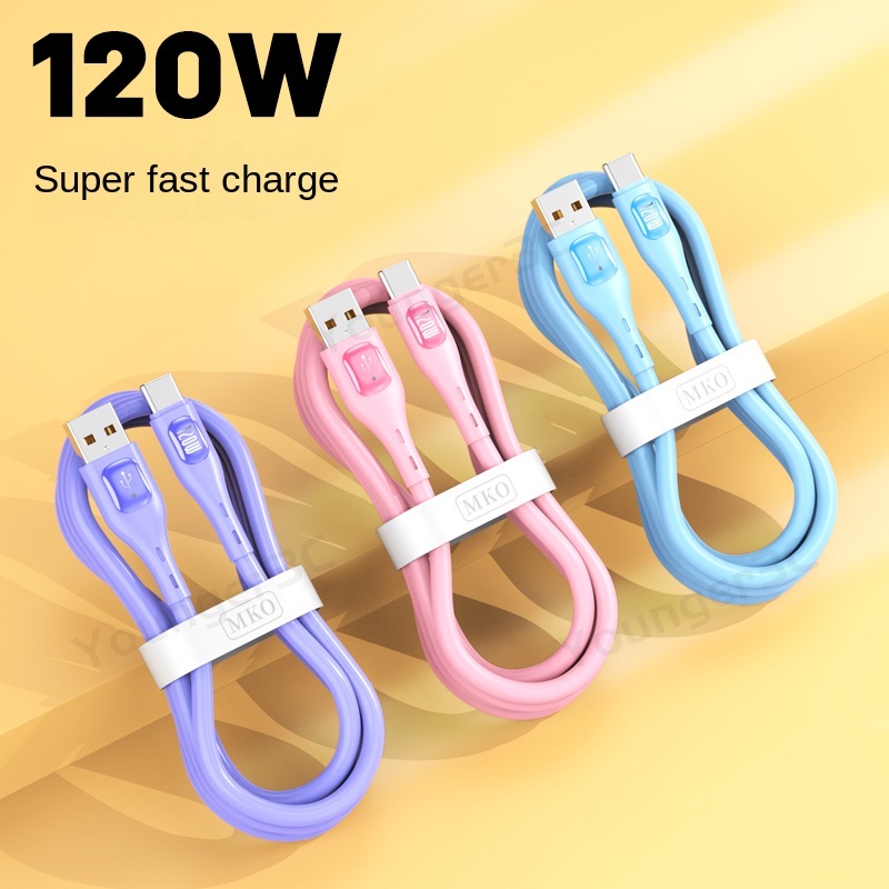 120w Kabel Pengisian Super Cepat USB Flash Charging Cord 6A Kabel Data Ponsel Silikon Cair Untuk ios Tipe C