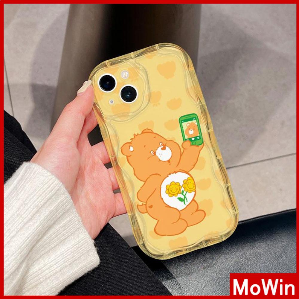 Case iPhone 14 Pro Max iPhone Case 3D Tepi Melengkung Gelombang Bening Case TPU Airbag Tahan Guncangan Kamera Case Beruang Lucu Kompatibel dengan iPhone 13 Pro Max 12 Pro Max 11 xr xs 7Plus 8Plus