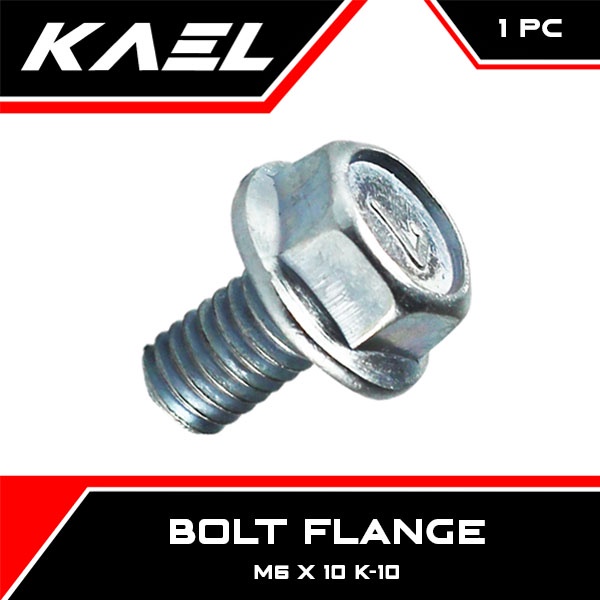 Baut Bolt Flange K10 Kunci 10 6x10 M6x10 6x10 6 x 10 M6 Baud Topi