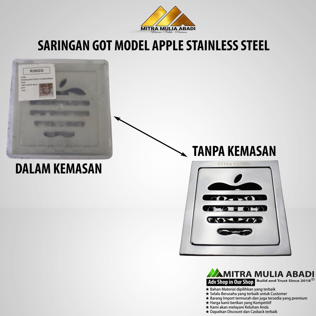 Saringan Got / Floor Drain Model Apple Full Stainless SUS 304 Tebal