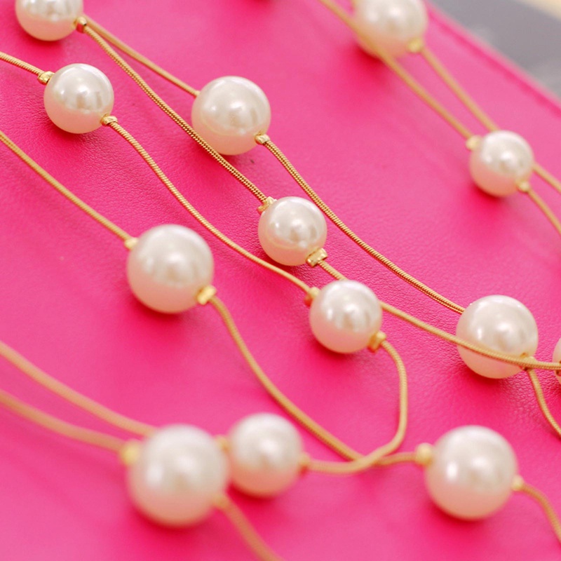 Double Layer Mutiara Perhiasan Simulasi Kalung Panjang Wanita Klasik Manik-Manik Rantai Kalung &amp; Liontin Hadiah Yang Baik