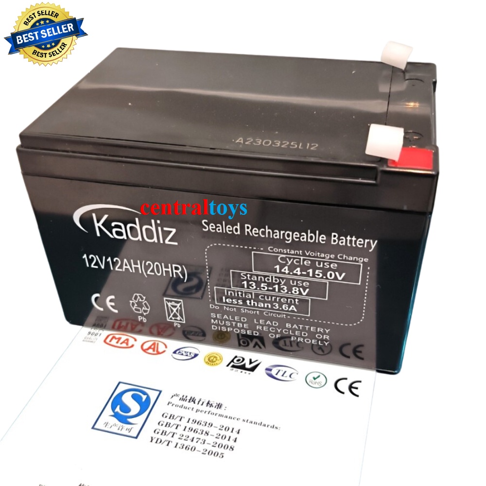 aki kering 12v 12ah Kaddiz mobil aki anak sepeda listrik surya panel mainan