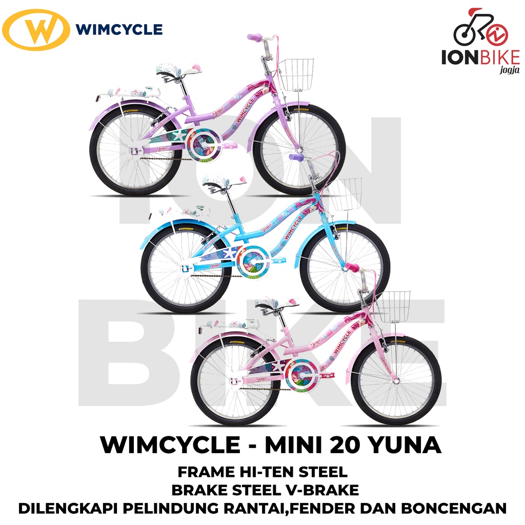 Sepeda Mini 20 Wim Cycle Yuna Terbaru Wimcycle Sepeda Anak Remaja Kids Bike Cewek Wanita SD SMP Awet
