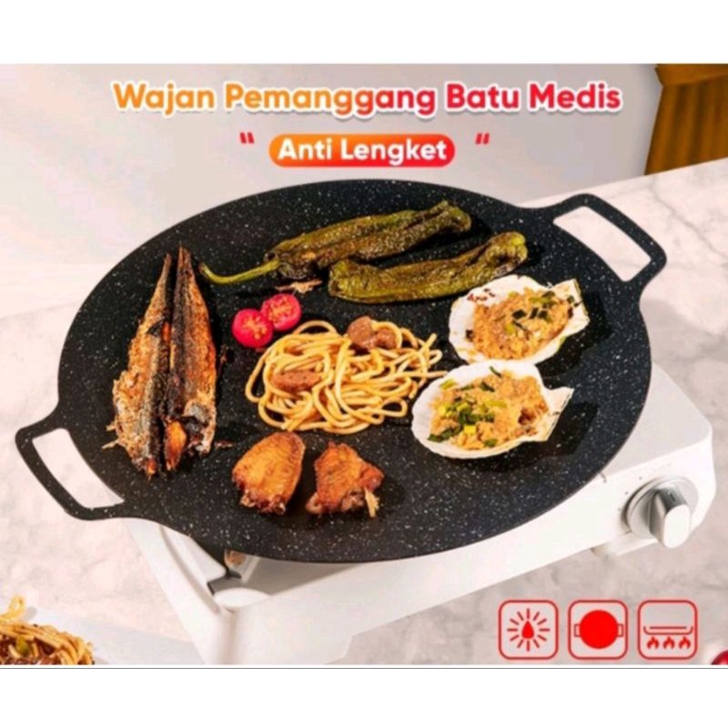 grill pan / grill plate anti lengket omicko/ panci pemanggang 34cm zharazu