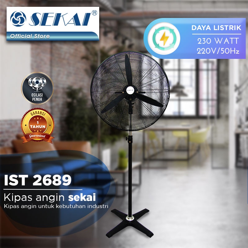 Sekai Kipas Angin Tumpu Industri 26 Inch IST2689 / IST 2689 Industrial Standfan