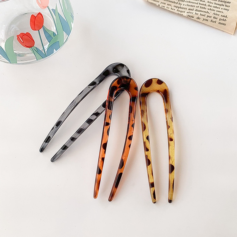 Influencer Asetat Jepit Rambut Gadis Bunga Berbentuk U Bola Kepala Piring Rambut Garpu Temperamen Sederhana Retro Hiasan Kepala