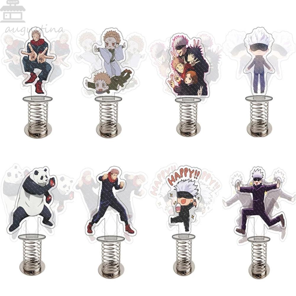 AUGUSTINA Jujutsu Kaisen Figure Stand Lucu Akrilik Dekorasi Meja Model Piring Standing Plate Desktop Hias Spring Figure Shake