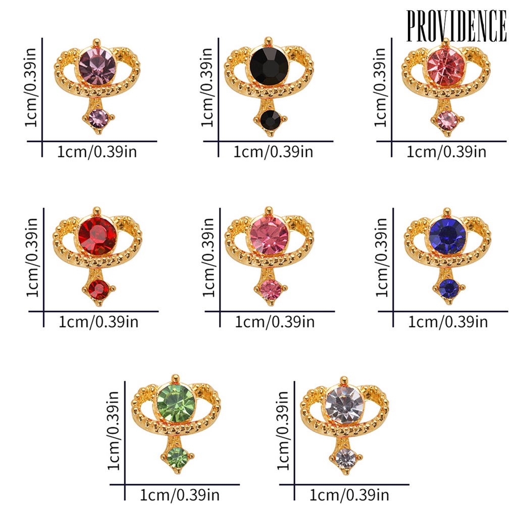 Providence 10 Pcs 3D Kuku Mengkilap Berlian Imitasi Multicolor Kristal Imitasi Alloy Planet Kuku Pesona Perhiasan Aksesoris Ponsel Case Ornamen DIY Nail Art Dekorasi