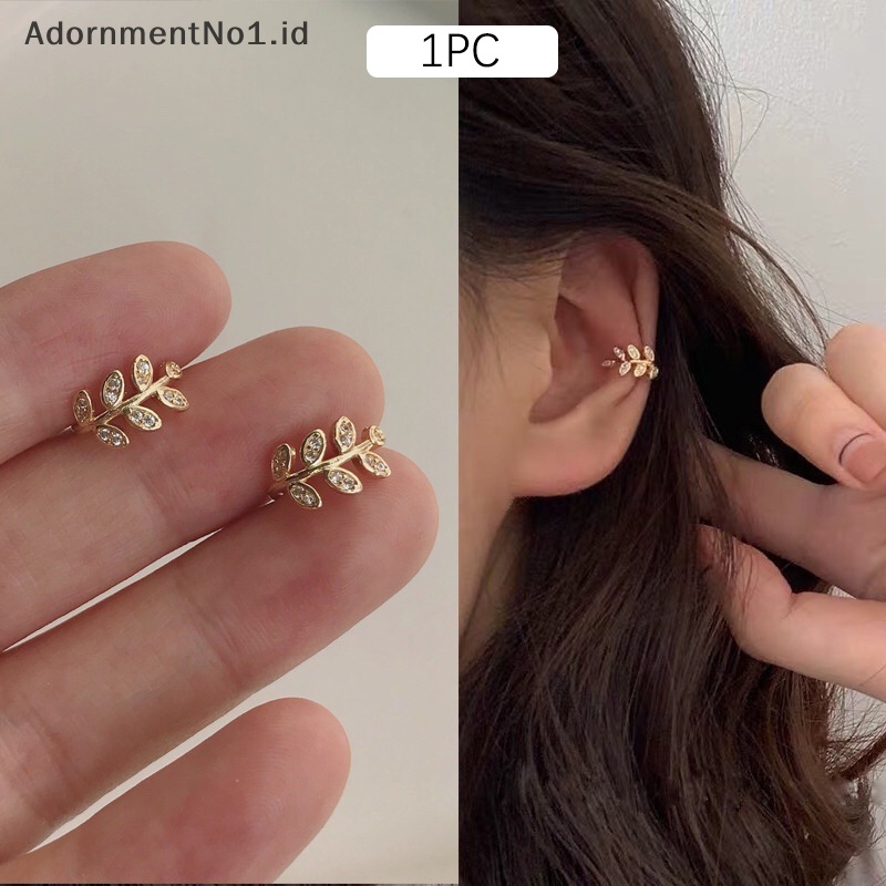 [AdornmentNo1] 1pc Cute daun logam Earcuff klip On Earring untuk wanita perempuan tidak palsu Cartilage Earrings cincin telinga