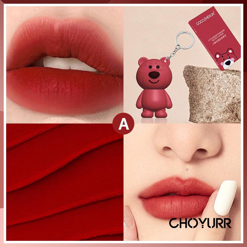 【COD】COCO ZHEKUN Lipstik Gantungan Lucu Beruang Kunci Lip Cream Matte Portabel -CH